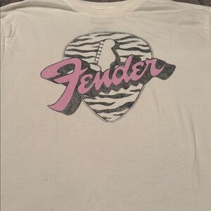 Fender Cream Tee with Pink Graphic